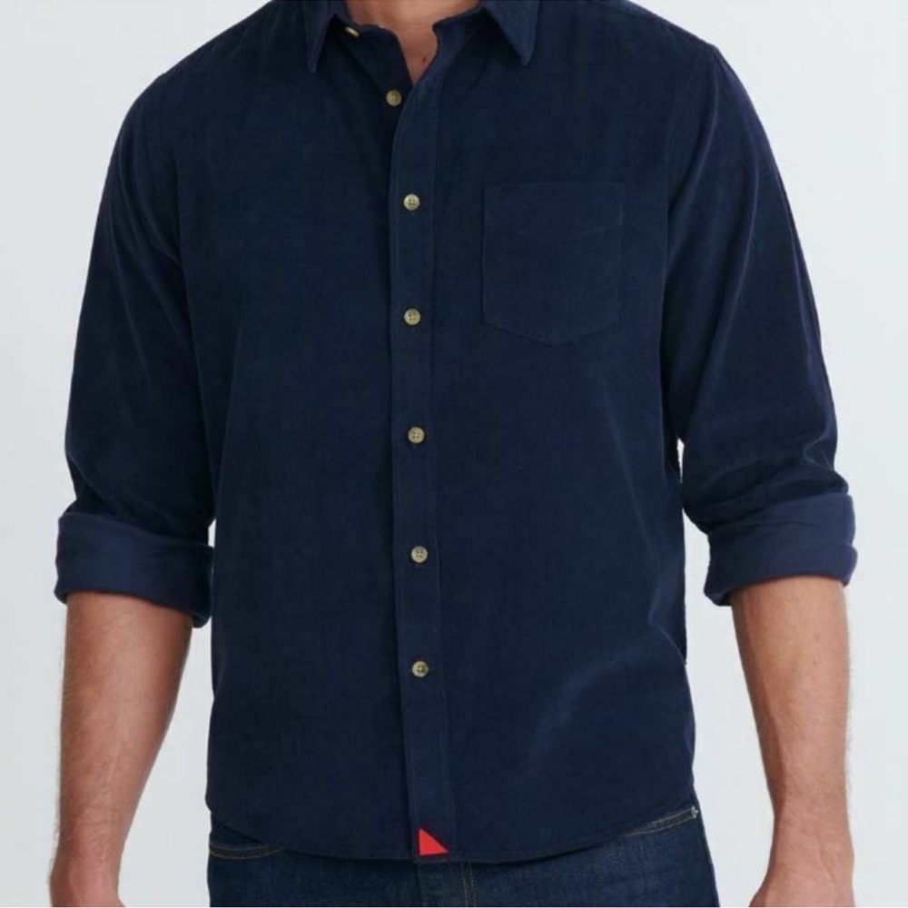 UNTUCKit Men's Long Sleeve Corduroy Cord Button Up Down Shirt Navy Blue XL